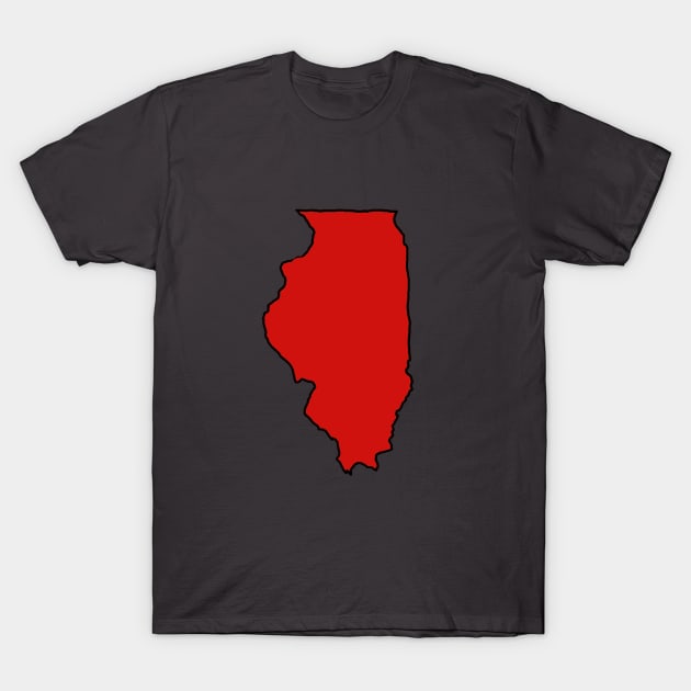 Illinois - Red Outline T-Shirt by loudestkitten